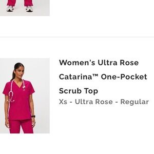 Figs Women's scrub top in Ultra Rose XS